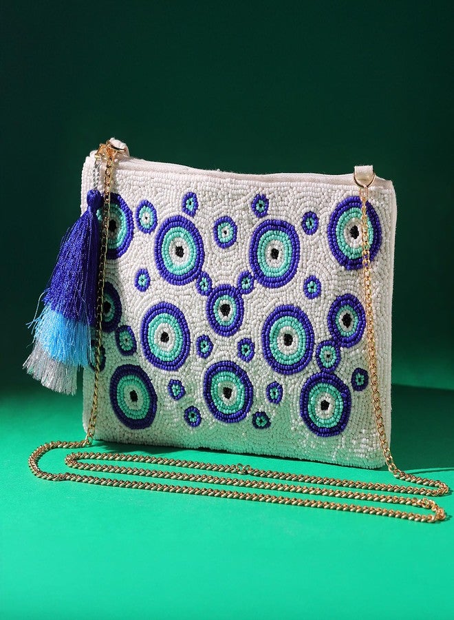 VOYLLA Evil Eye Beaded Clutch Bag For Women,Casual,Travel,Stylish,Gift For Women & Girls - Image 2